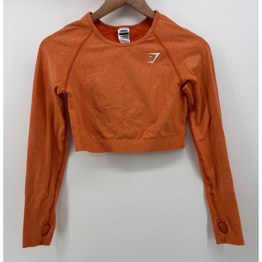 Gymshark Vital Seamless Long Sleeve Crop Top Womens Large Orange